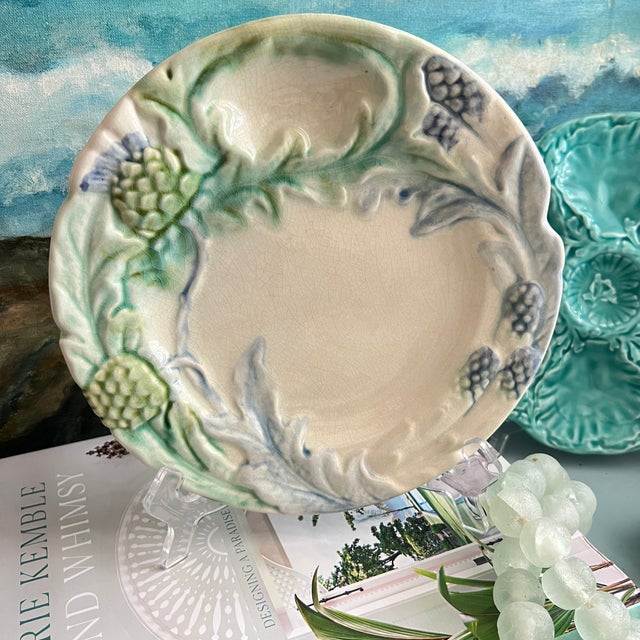 Ceramic Antique French Majolica Fives-Lille Asparagus Plates - Set of 12 For Sale - Image 7 of 12