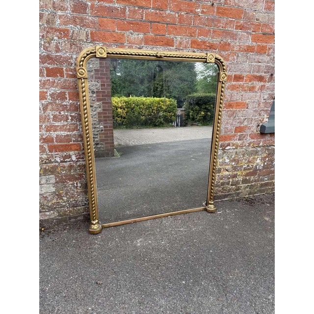 Large English 19th Century Arched Top Rope Twist Gilt Overmantle Mirror For Sale - Image 6 of 7