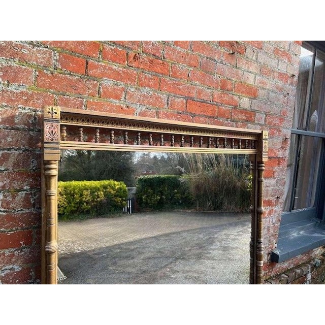 Large Antique English Gilt Overmantle Mirror For Sale - Image 6 of 9