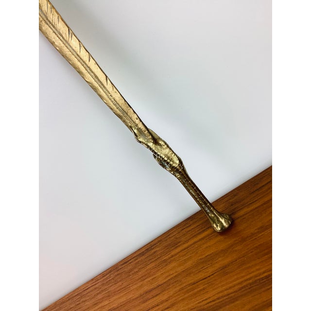 Metal Vintage 1970s Brass Feather and Bird Foot Letter Opener For Sale - Image 7 of 7