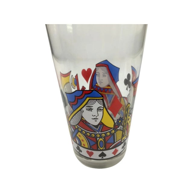1970s Set of 6 Vintage Card Suit Highball Glasses With Kings and Queens For Sale - Image 5 of 8