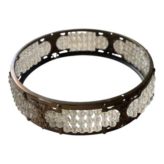 Antique Bead Brass Lighting Fixture Ring Basket Shade For Sale