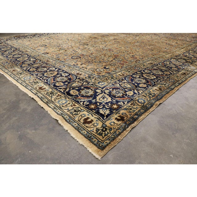 Taupe Antique Persian Mashhad Rug, 11'08 X 17'09 For Sale - Image 8 of 10