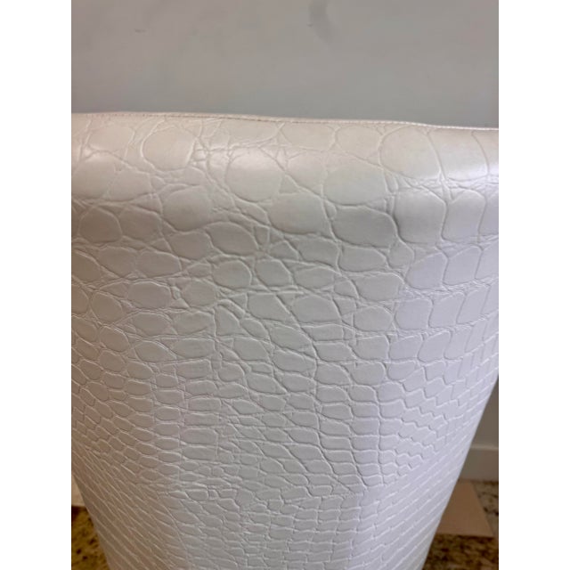 Animal Skin White Faux Crocodile Vanity Chair With Chrome Base For Sale - Image 7 of 8
