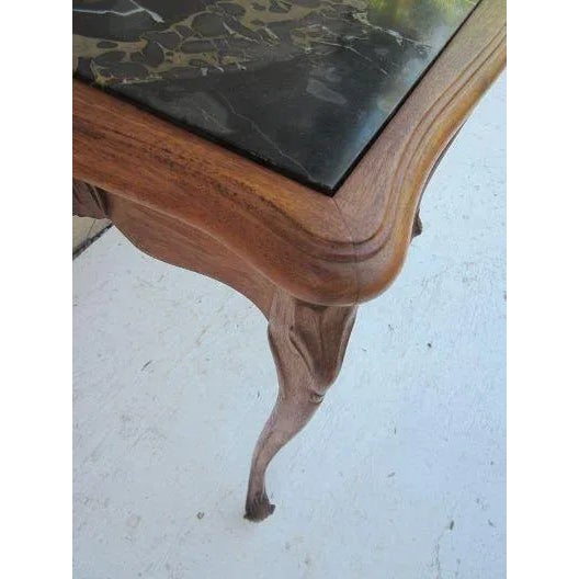 1970s French Style Solid Wood Side Table with Marble Top For Sale In Naples, FL - Image 6 of 13
