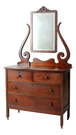 Antique Victorian Dresser With Beveled Mirror