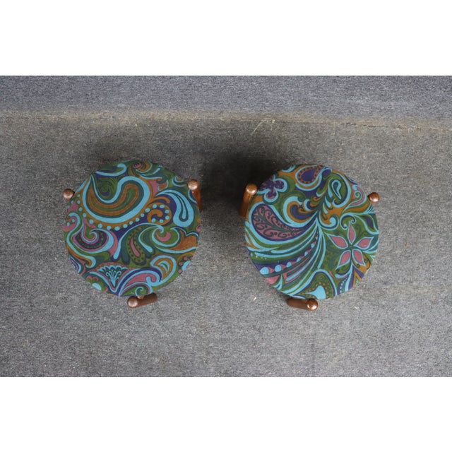 Jack Larsen Style Tripod & Paisley Footstool/Pair For Sale In Philadelphia - Image 6 of 9