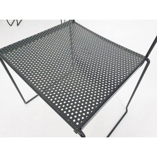 Black Metal Perforated Dining Chairs 1980s, Set of 4 For Sale - Image 9 of 10