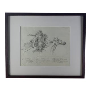 Drawing of a Man on a Horse by Alexander Gubanov For Sale