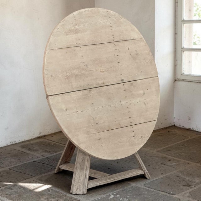 Rustic European 18th-Century-Rustic-Dutch-Stripped-Oak-Round-Tilt-Top-Center-Table For Sale - Image 3 of 18