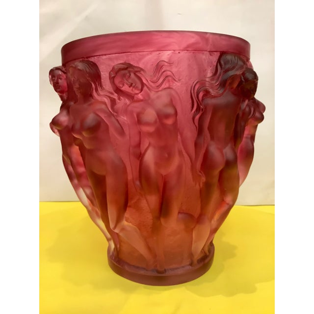 1960s Vintage XL Red Naked Ladies Glass Art Unique Vase For Sale - Image 9 of 13