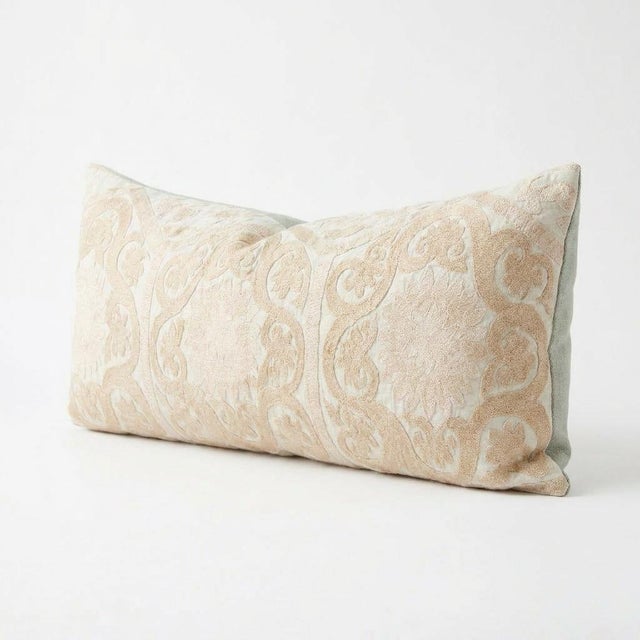 Mid-Century Modern Uzbek Suzani Bedding Pillow Cover 16'' X 38'' For Sale - Image 3 of 5