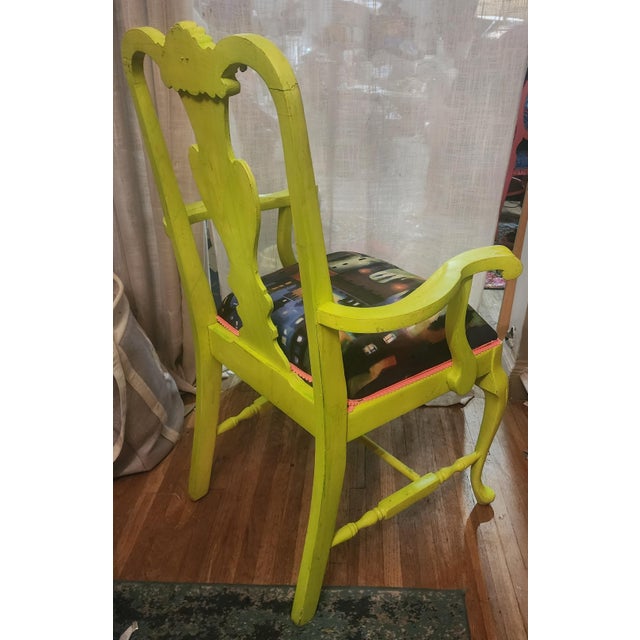 1950s 1950s Custom Whimsical Queen Anne Armchair – The Bella Vista in Tuscan Chartreuse For Sale - Image 5 of 5