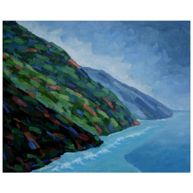 1990s Fauvist Big Sur Coast Landscape Painting by Virginia Rogers For Sale - Image 4 of 4