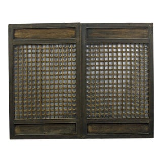 Pair of Antique Chinese Latticed Screen Panel 1 For Sale