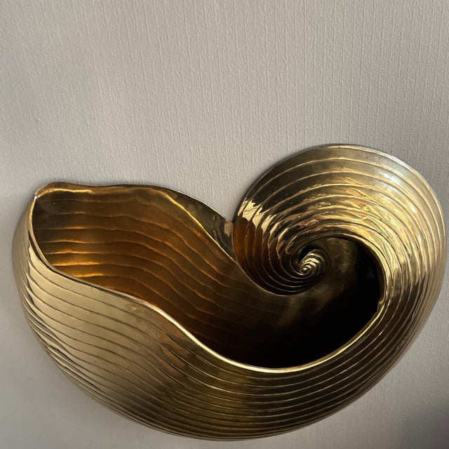 Rare brass seashell/nautilus wall sculpture by Ethan Allen