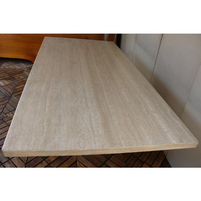 1980s Mid-Century Italian Postmodern Beige Travertine Dining Table by Stone International For Sale - Image 10 of 18