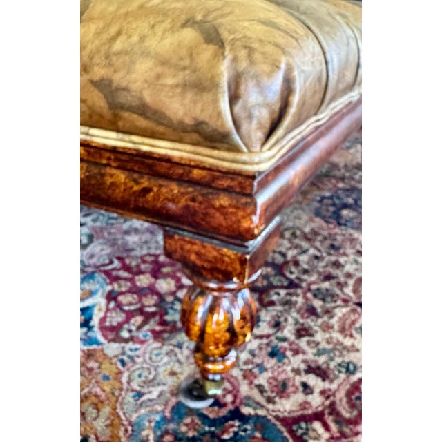 Coffee Tufted Oversized Leather Ottoman -Vicente Wolf Collection For Sale - Image 8 of 12