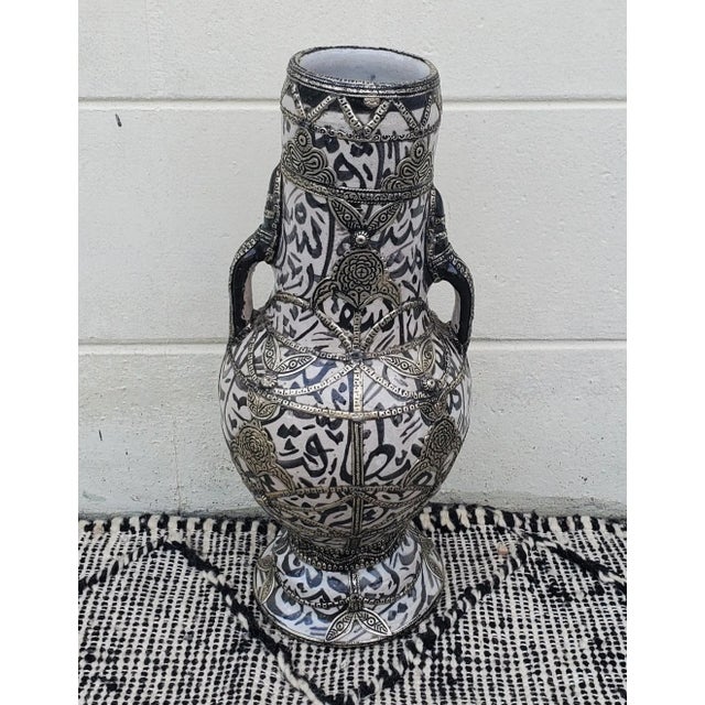 Vintage Moroccan Hand Painted Jar / Vase, Calligraphy For Sale In Orlando - Image 6 of 7