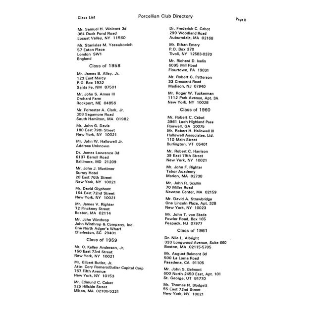 White Harvard Porcellian Club 1991 Directory For Sale - Image 8 of 9