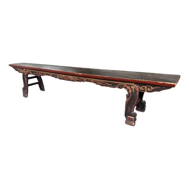 Monumental Early 20th Century Chinese Lacquer Altar Bench For Sale
