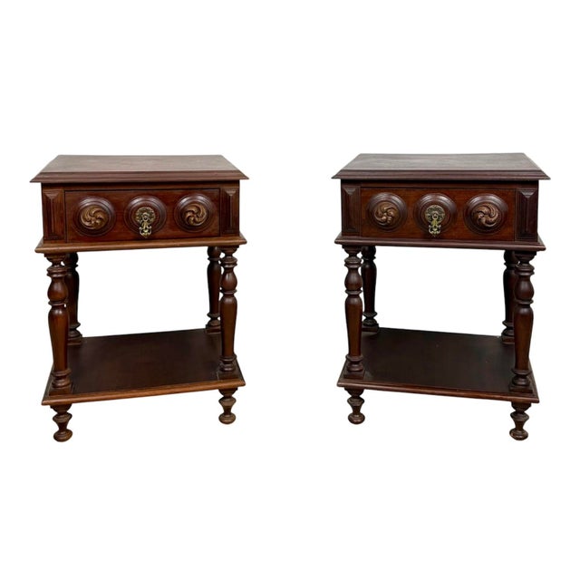 Spanish Carved Wood Nightstands, 1930, Set of 2 For Sale - Image 13 of 13
