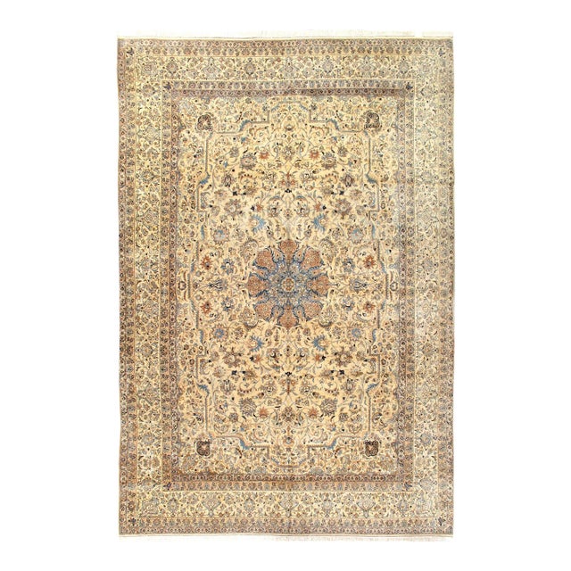 Early 21st Century Fine Hand Knotted Silk & Wool Persian Nain For Sale