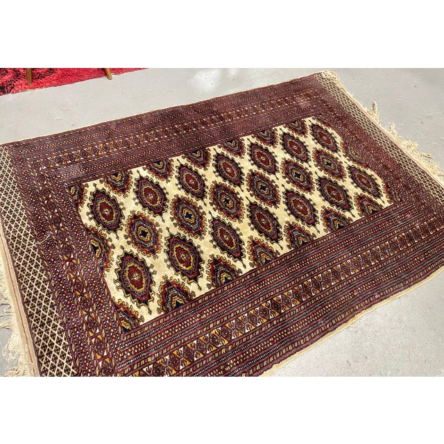 Textile Vintage Persian Bokhara Style Geometric Area Rug For Sale - Image 7 of 9