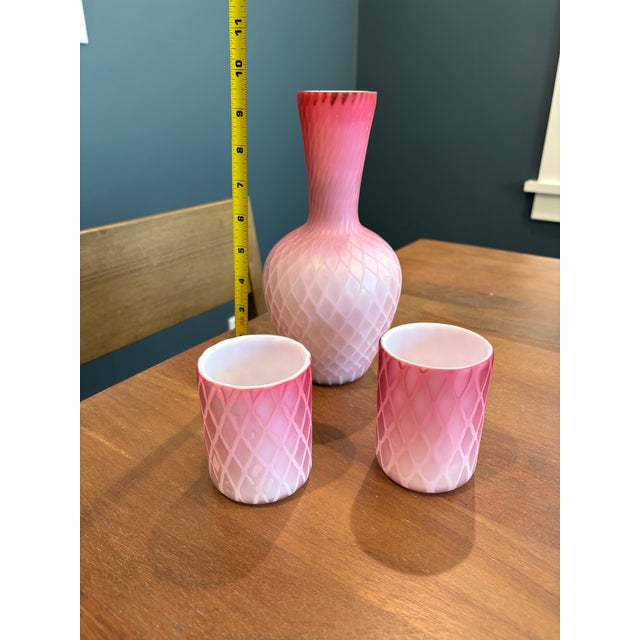 Mt. Washington or Thomas Webb mother of pearl cased glass vase and tumblers. Part of our family estate collection for 100+...