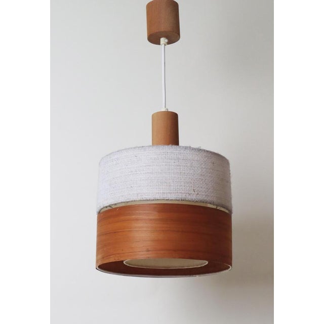 Mid-Century Modern Teak, Chipboard and Wool Pendant Lamp, 1960s For Sale - Image 6 of 10