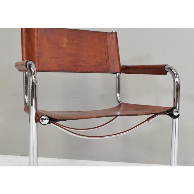 S34 Dining Armchair in Cognac Saddle Leather by Mart Stam for Fasem, 1970s For Sale - Image 17 of 18