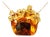 Late 20th Century 14K Yellow Gold Amber Ruby Floral Pendant Necklace For Sale