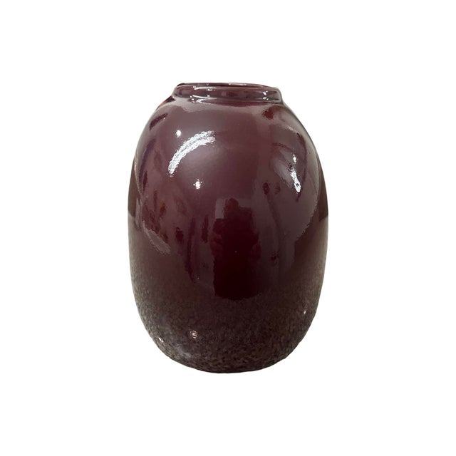 Red Vintage Postmodern 1980s Ox Blood Red Ceramic Bean Pill Shaped Vase Art Deco For Sale - Image 8 of 8