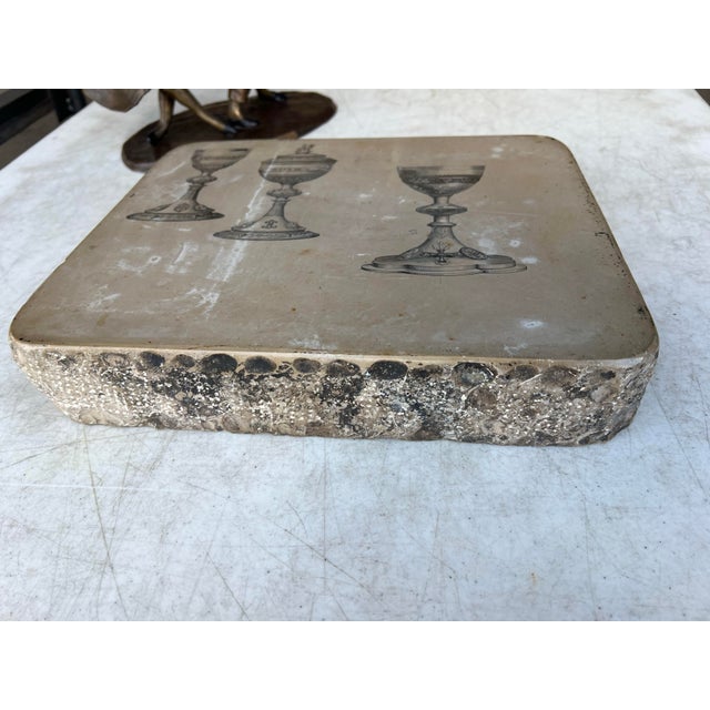 Mid 20th Century Vintage Stone With Antique Chalices Print For Sale - Image 5 of 6