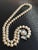 Cream Vintage Mid Century Glass Faux Pearl Necklace With Filigree Box Clasp For Sale - Image 8 of 12