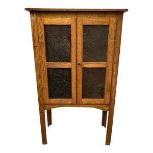 19th Century Antique Arts & Crafts Mission Oak Wood Pie Safe Cupboard on Legs,