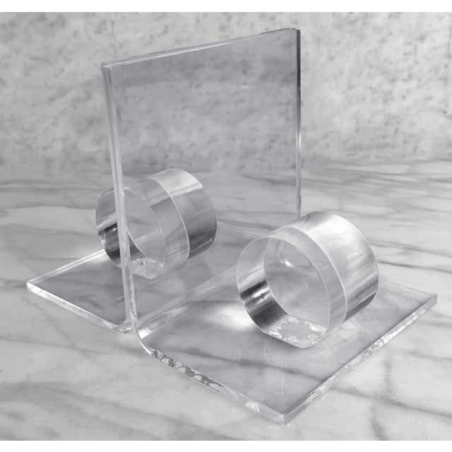 Vintage Postmodern Lucite Geometrical Library Bookends - A Pair For Sale - Image 6 of 7