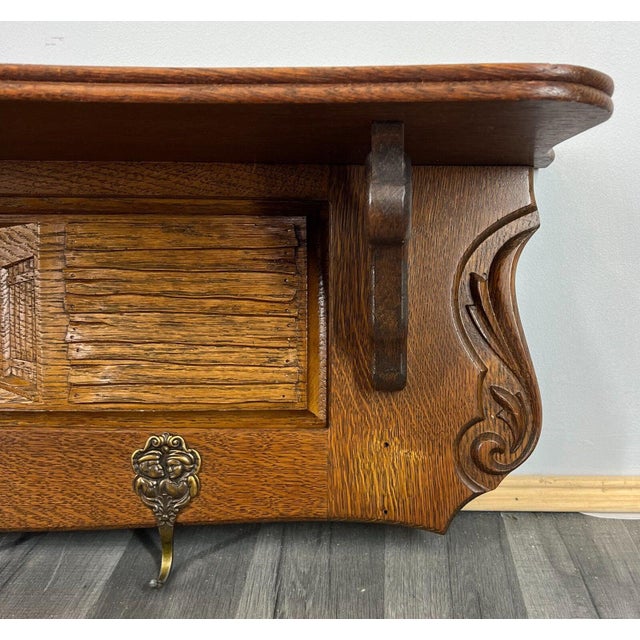 Antique French 4 Hook Ornate Carved Coat Plate Rack For Sale - Image 3 of 9