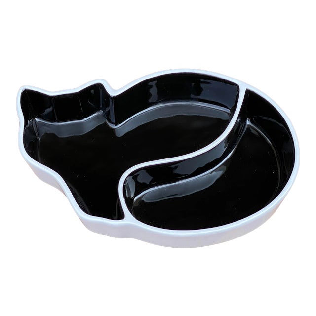 Sagaform Black & White Divided Cat Dish by Ylva Olsson For Sale