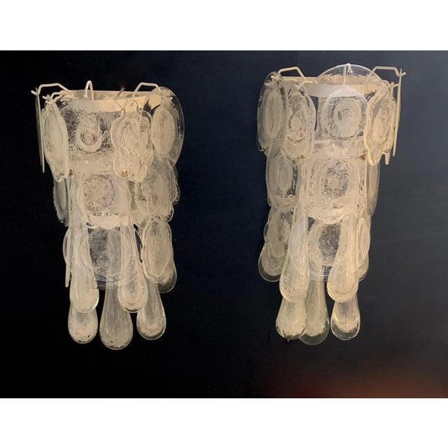Vintage Sconces with Drops Attributed to Venini, Set of 2 For Sale - Image 8 of 9