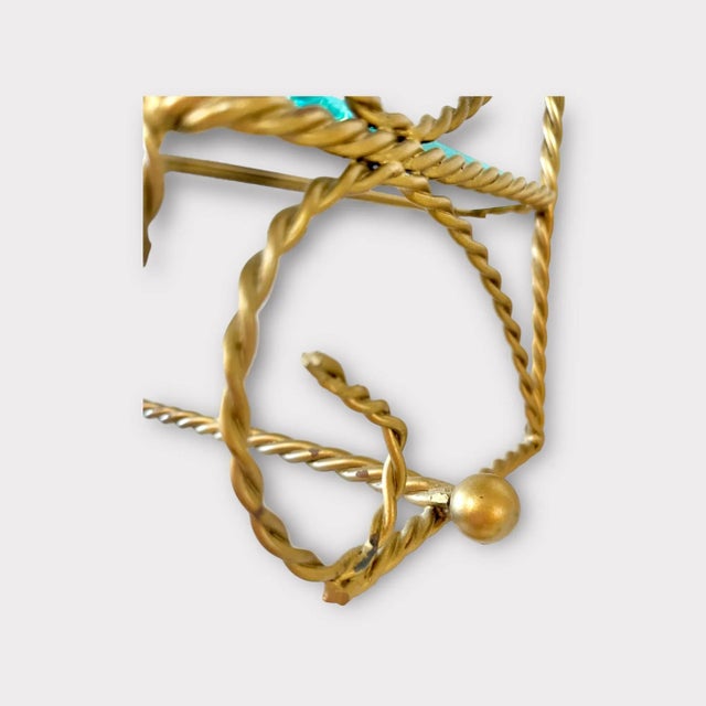 Gold Vintage Italian Hollywood Regency Gilt Rope Wall Shelf With Glass Shelf & Towel Bar For Sale - Image 8 of 9