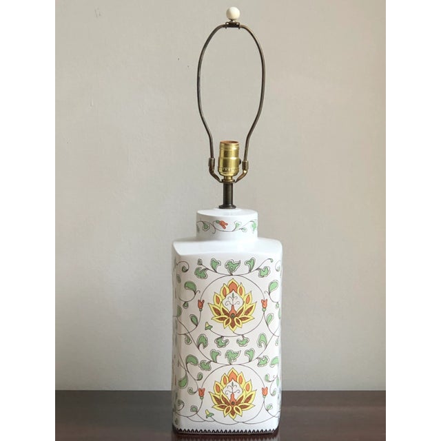 Vintage Lotus Flower Ceramic Table Lamp For Sale - Image 13 of 13