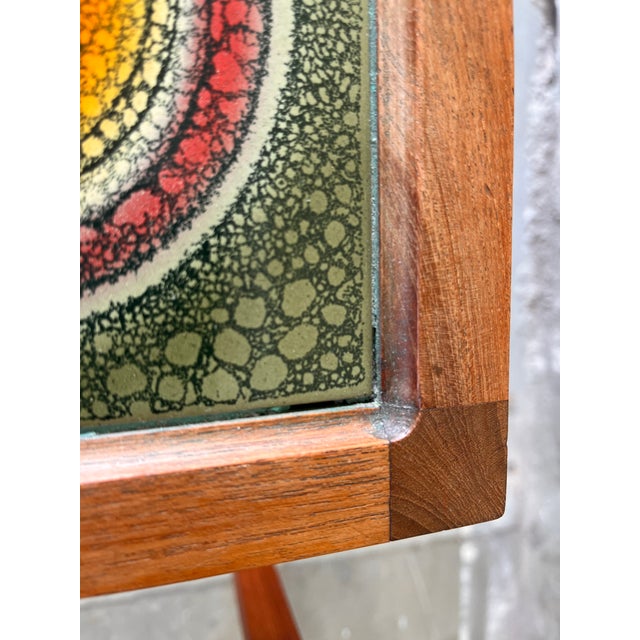 1960s Danish Nesting Tables with Ceramic Inlay, 1960, Set of 3 For Sale - Image 5 of 12