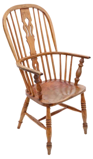 Antique Ash and Elm Windsor Armchair, 19th Century