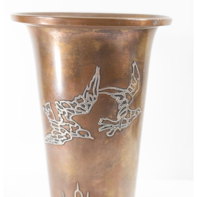 Early 20th Century Arts & Crafts Sterling Silver Overlay Copper Vase For Sale In New York - Image 6 of 9