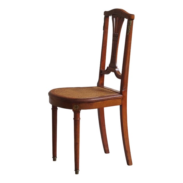 Antique French Louis XVI Style Dining Room Chair in Wicker For Sale