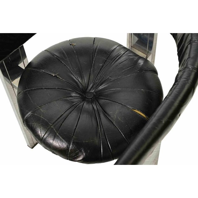 Leather and Steel Chairs by Eckart Muthesius, 1970s, Set of 7 For Sale - Image 4 of 7