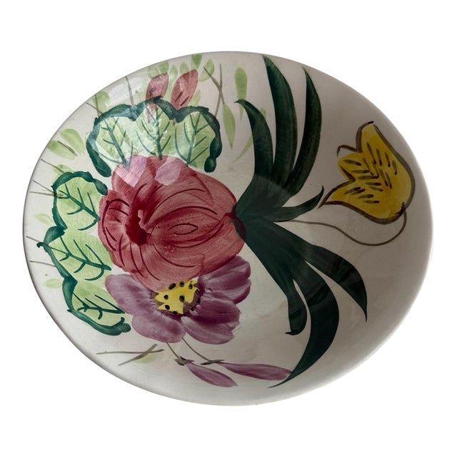 Antique Italian Hand Painted Serving Bowl, Nove/Bassano Faience Floral, Early 20th Century Italy For Sale