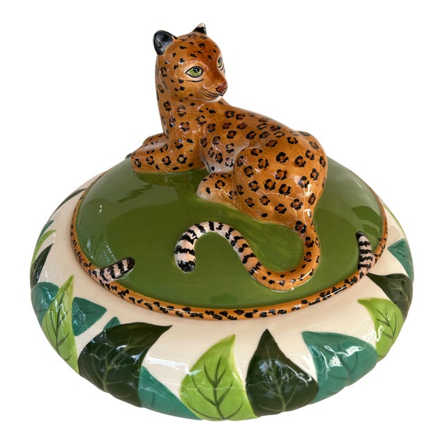 Lynne Chase Atelier Ceramic Large Leopard Tureen With Lid “Jungle Jubilee” 2006 For Sale