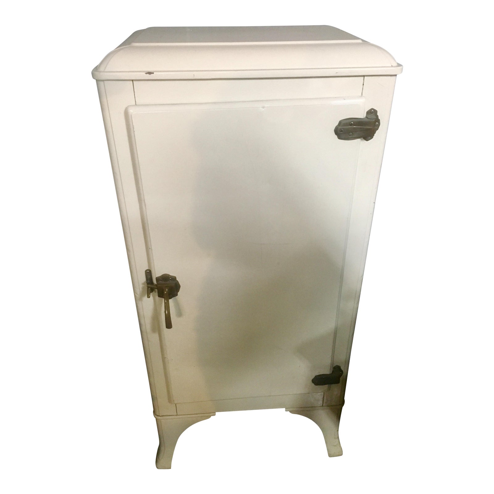 Vintage Off White Metal Ice Box Refrigerator Chairish